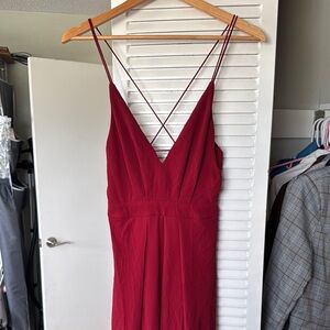 Lulu's Red Backless Spaghetti Strap Sundress